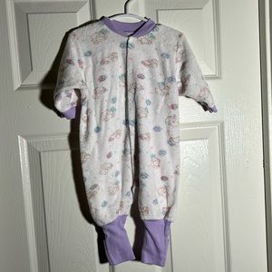 Snugabye - vintage baby pajamas cute bear print, purple detailing